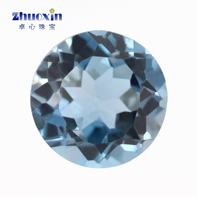 Round natural London blue topaz bare stone sea blue topaz rough ring face color topaz colored gemstone DIY