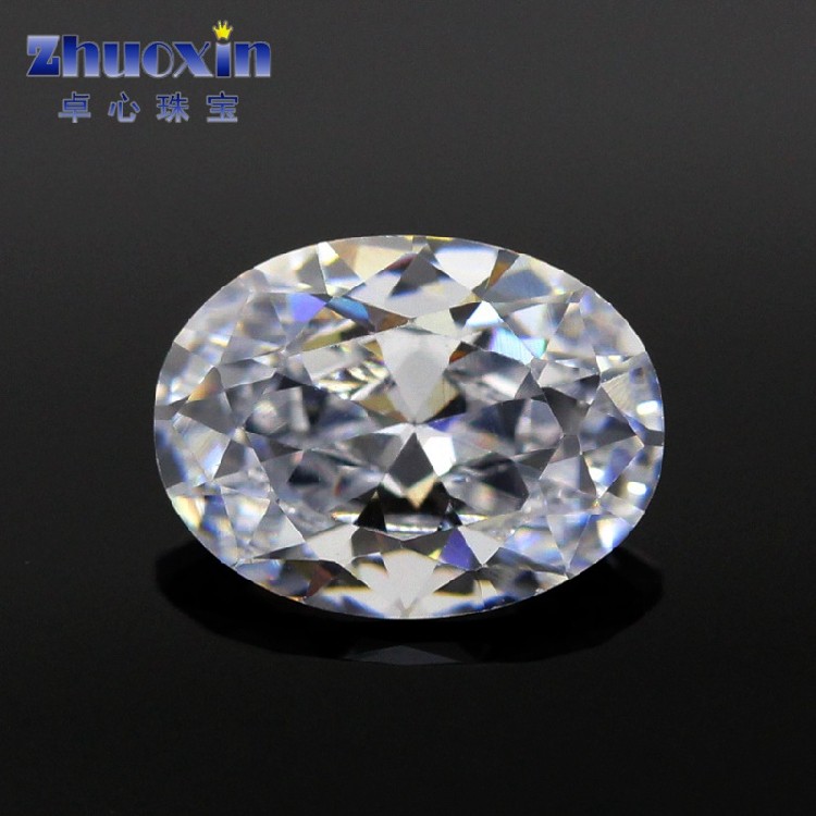 Egg-shaped zircon synthetic cubic zirconia naked stone Oval denier white CZ ring face imitation diamond jewelry center stone