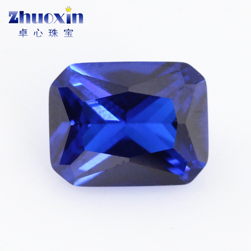 113# Rectangular chamfered blue spinel bare stone Tanzanite sapphire loose diamond pendant ring ring face main stone diy