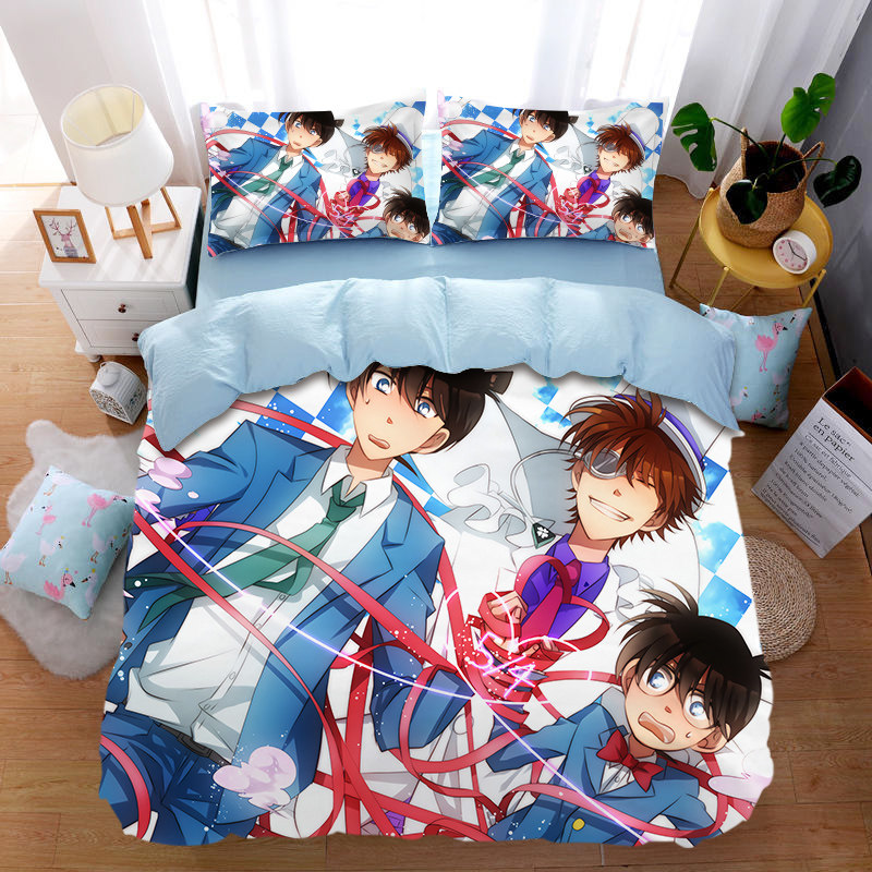 Cartoon anime Conan cotton four-piece children's cotton bed three-piece two-dimensional quilt cover sheet sheet