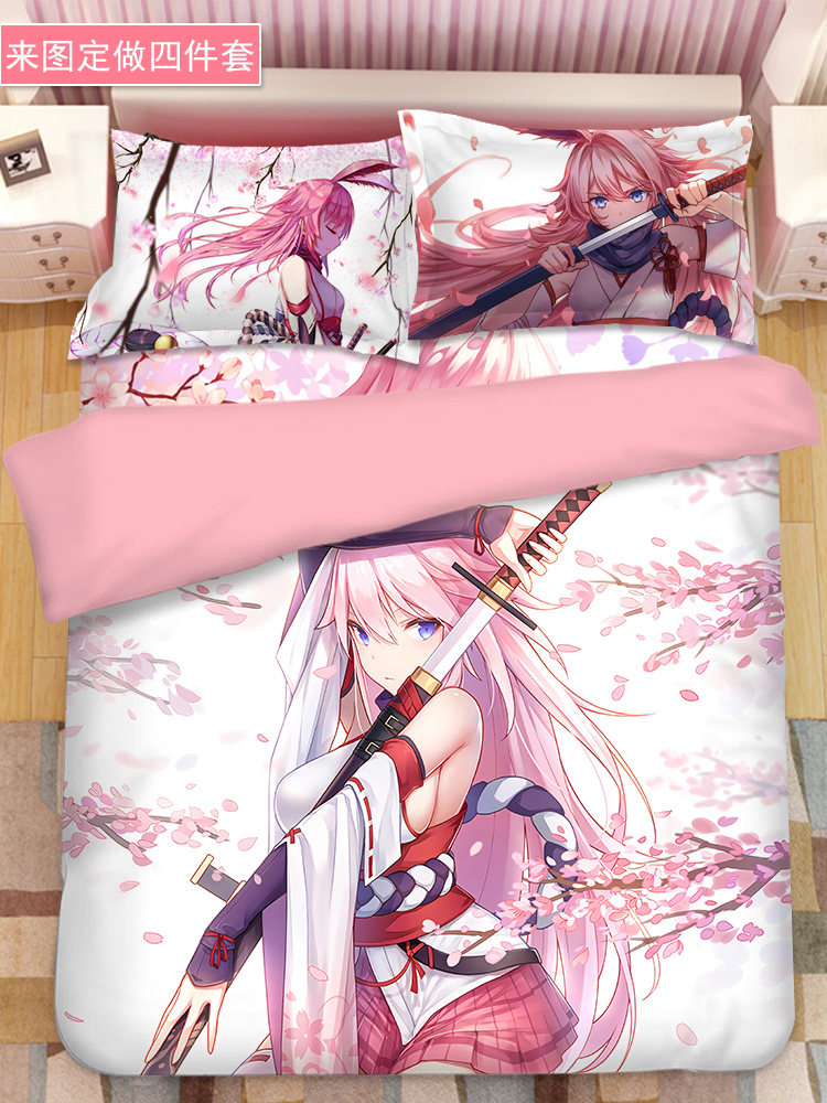 To customize the student dormitory eight cherry three-piece bed group 1 2m bed collapse Gakuen animation quilt cover four-piece set