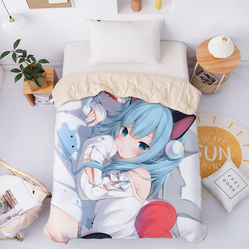 Cartoon girl anime summer air conditioner is customized washable cat Yu Shizuku summer cool quilt core dormitory single thin quilt