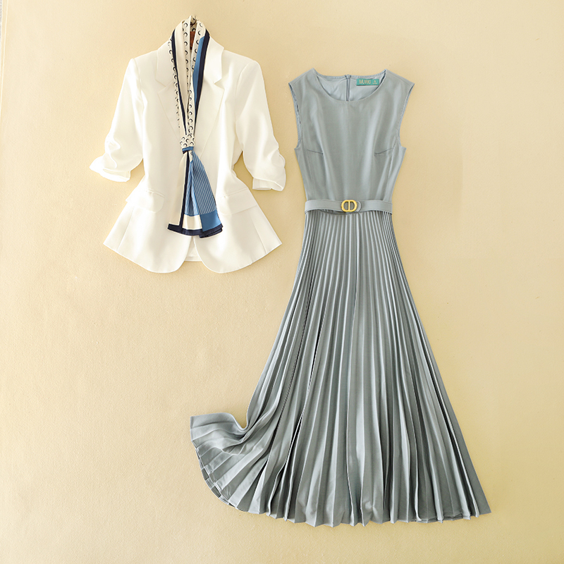 High-End Ol Dress Shenzhen Nanyou High-End Professional Women's Clothing Pleated Skirt Suit Spring and Autumn New Style Small Suit