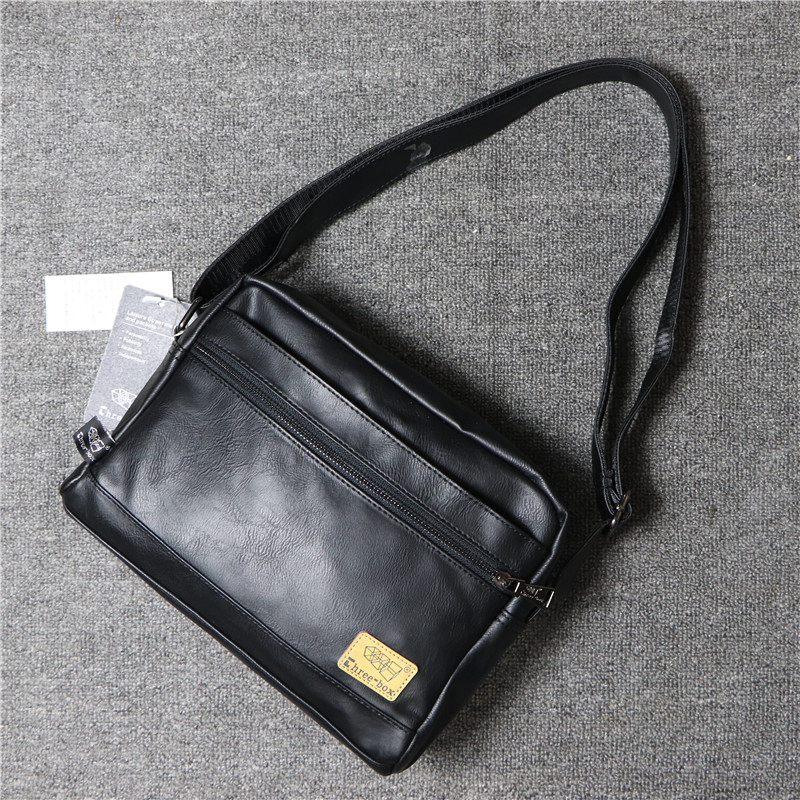 threebox Korean version day ensemble men's bag casual Japan-Japan cross section men's single shoulder bag retro soft leather women's slanted satchel