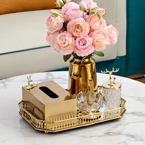 Nordic light luxury metal tissue box coffee table high-end decoration home dining table living room brass tissue storage box