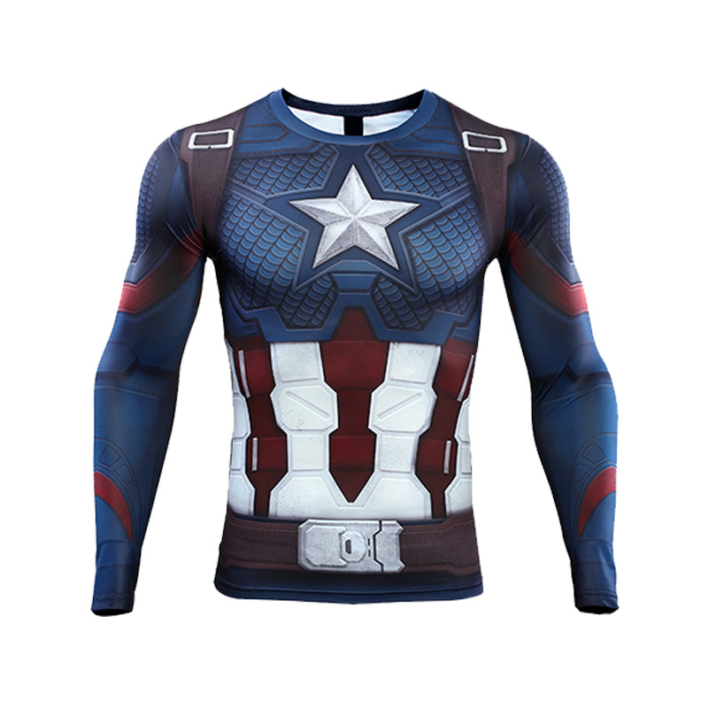 Marvel Avengers US team vảy cá áo sơ mi dài tay bán chạy nhất Áo thun Marvel quần thể thao nhanh khô - Áo phông thể thao áo ba lỗ tập gym nam