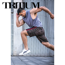 LIANG PIN Jacky Liang Pin Tritium Mens Red and Blue Striped Camouflage Sports Shorts 02005