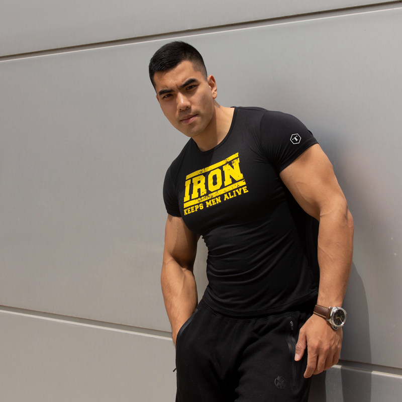 LIANG PIN Jacky LIANG PIN Jacky men's sports fitness leisure quick-drying IRON printing T-shirt 01922