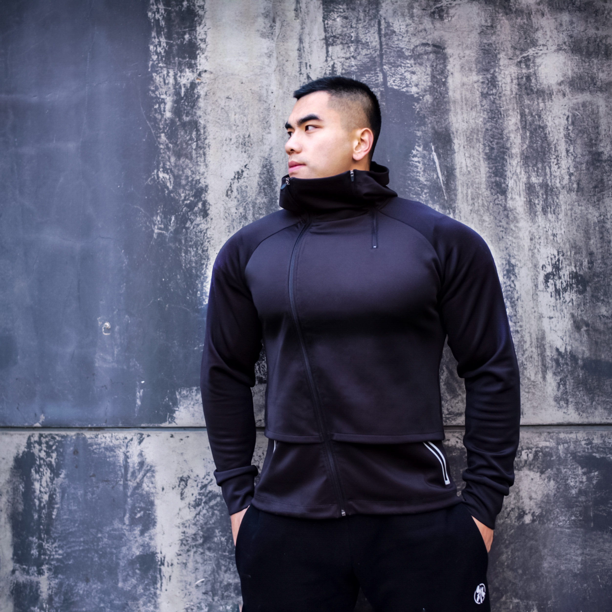 Jacky Beam Tritium Men Black Samurai Double Zip Cap Casual Jacket Cover 01805