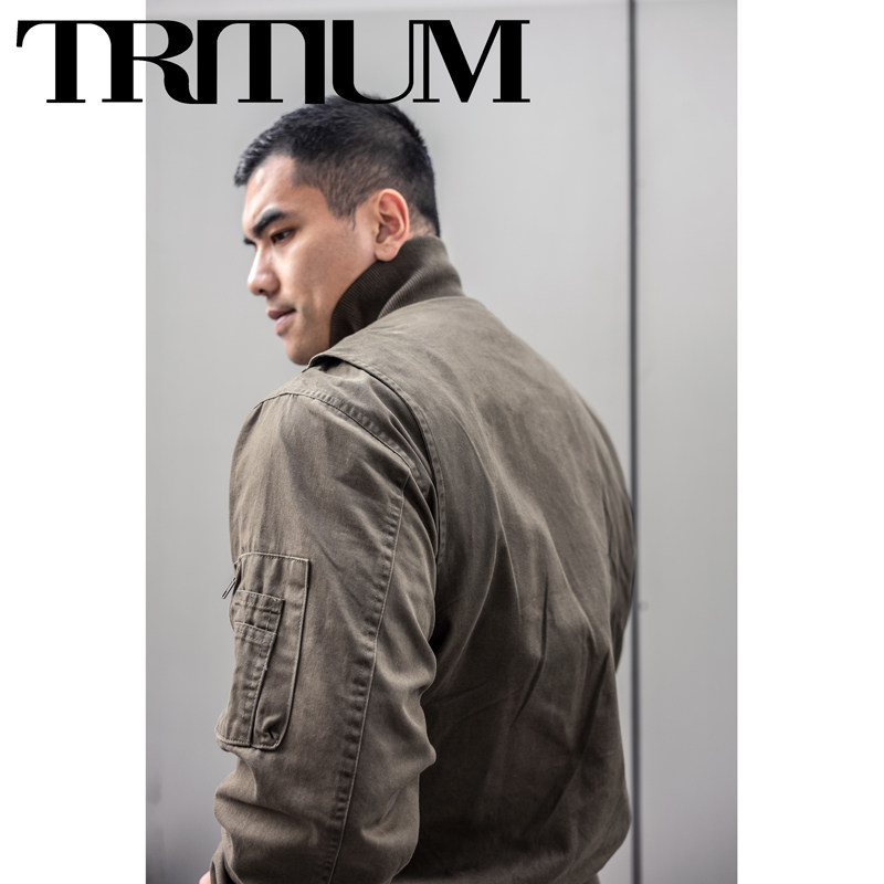 Jacky Liang Pin Tritium men's spring and autumn frock coat double cotton lapel vintage bomber jacket 01717