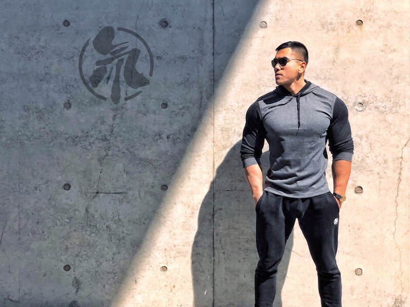 LIANG PIN Jacky Beam Tritium Men's threaded elastic piece of long sleeve hoodies 01709