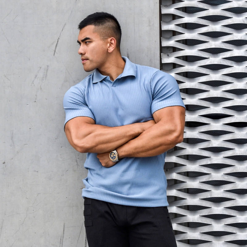 LIANG PIN Jacky LIANG PIN Jacky men's two-color woven striped sports casual polo shirt 01920