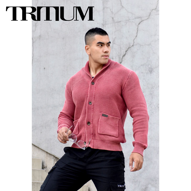 LIANG PIN Jacky beam product tritium men Sports and Leisure two color retro lapel collar cardigan 01918