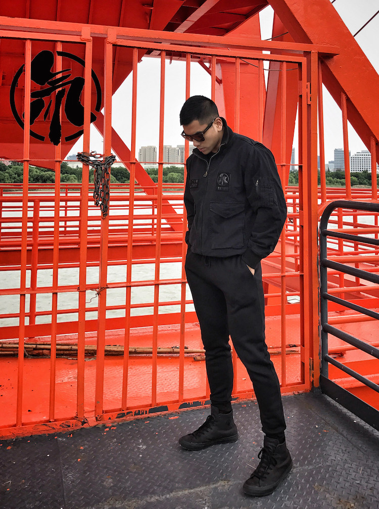 Jacky liang pin tritium black hatless bomber jacket cotton double layer retro MA1 pilot coat 01712