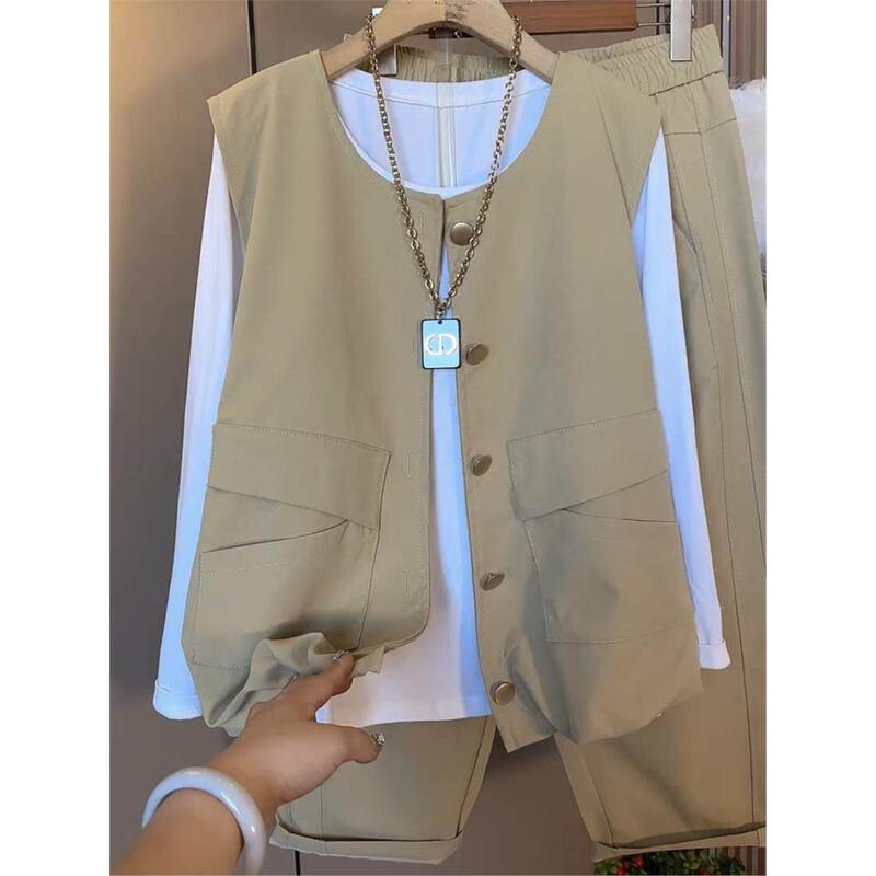 Plus-Size Women's Clothing 2026 Spring New Three-Piece Set for Women, Slimming Outfits for Chubby Girls, Spring Fashion