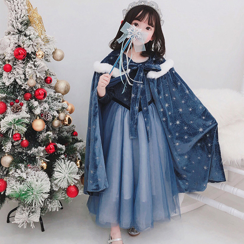 Children's Frozen 2 Aisha princess dress autumn and winter plus velvet Aisha queen dress long skirt Aisha new