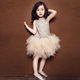 2023 New Girls Summer Western Style Dress Princess Puffy Gauze Skirt Children Girls Lace Skirt Dress