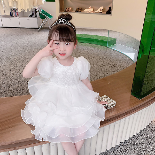 Girls princess dress summer new Korean version girl fluffy cake skirt advanced sense birthday gauze skirt children's dress