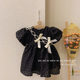 Girls French dress summer 2023 new Korean version of children's black dress little girl foreign style princess skirt