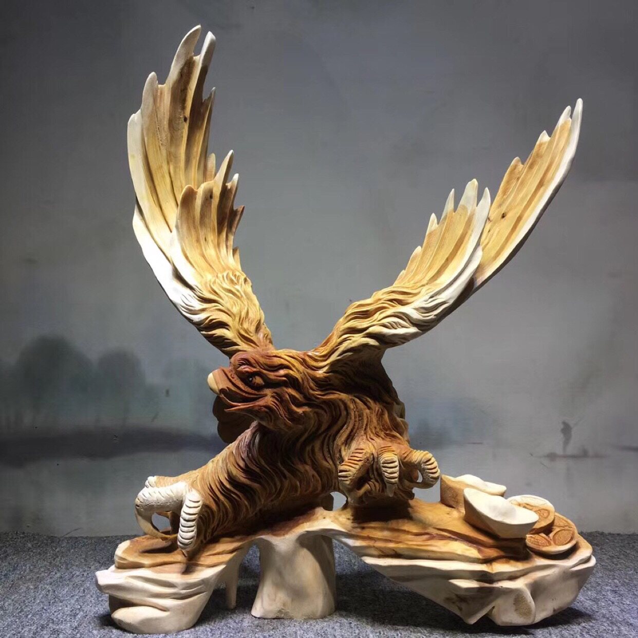 Root Carved Wood Carving Craft Gifts Swing Accessories Eagles Great Exhibition Macro Picture too Cliff Berk Material Styling Floating and Courtesy Home Office Pendulum