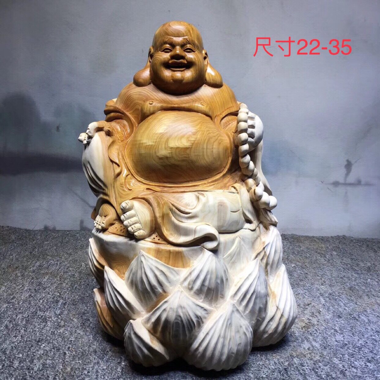 Root Carved Wood Carving Pendulum Pieces Sitting Lotus Miele Taiyaki Cliff-No-Collared Texture Beautiful And Joyriding Sensation A Fortune And Laughter Buddha