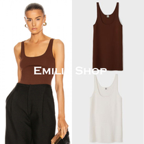 Spot Toteme Urda Savi same black and white Brown stretch vest vintage square collar U-neck Suspender top