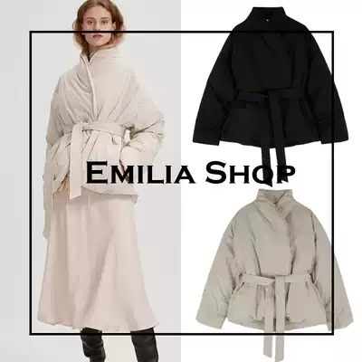 Spot RECTO down jacket 2020 autumn and winter waist short detachable belt lace dressing robe loose coat women