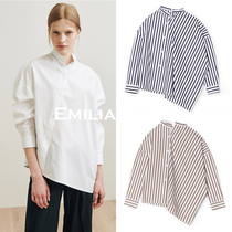 Swedish spot Toteme Noma shirt classic cotton asymmetric diagonal flat vertical stripe long sleeve profile shirt