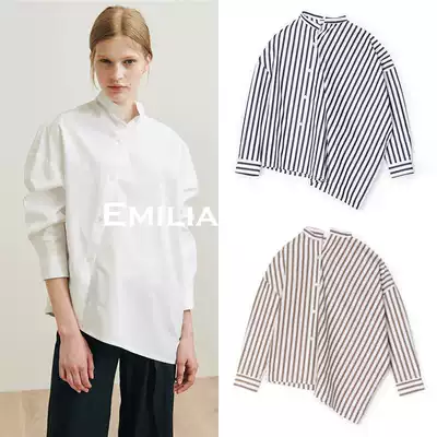 Swedish spot Toteme Noma shirt classic cotton asymmetric diagonal flat vertical stripe long sleeve profile shirt