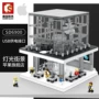 Khối xây dựng Senbao Cửa hàng điện thoại di động Apple Cửa hàng Street View Boy and Girl Puzzle Đồ chơi trẻ em dành cho người lớn Quà tặng sinh nhật + Đèn LED - Khối xây dựng bộ đồ chơi đô mi nô