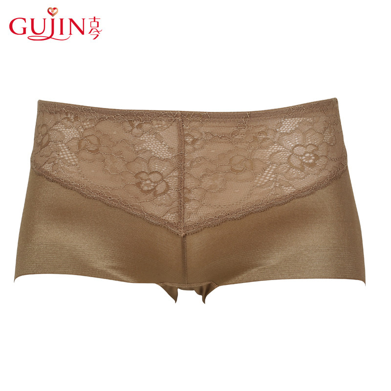 Ancient-current mid-waist four-corner underwear ladies double elastic mesh fabric comfortable and free of marks and breathable 19208