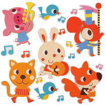  Kindergarten decoration childrens room blackboard newspaper combination creative cartoon animal music festival combination Foam 3D three-dimensional wall sticker