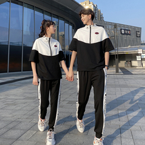 Couple outfit summer new suit first Senior high school student academic style graduation photo short sleeve T-shirt Korean school uniform ins tide