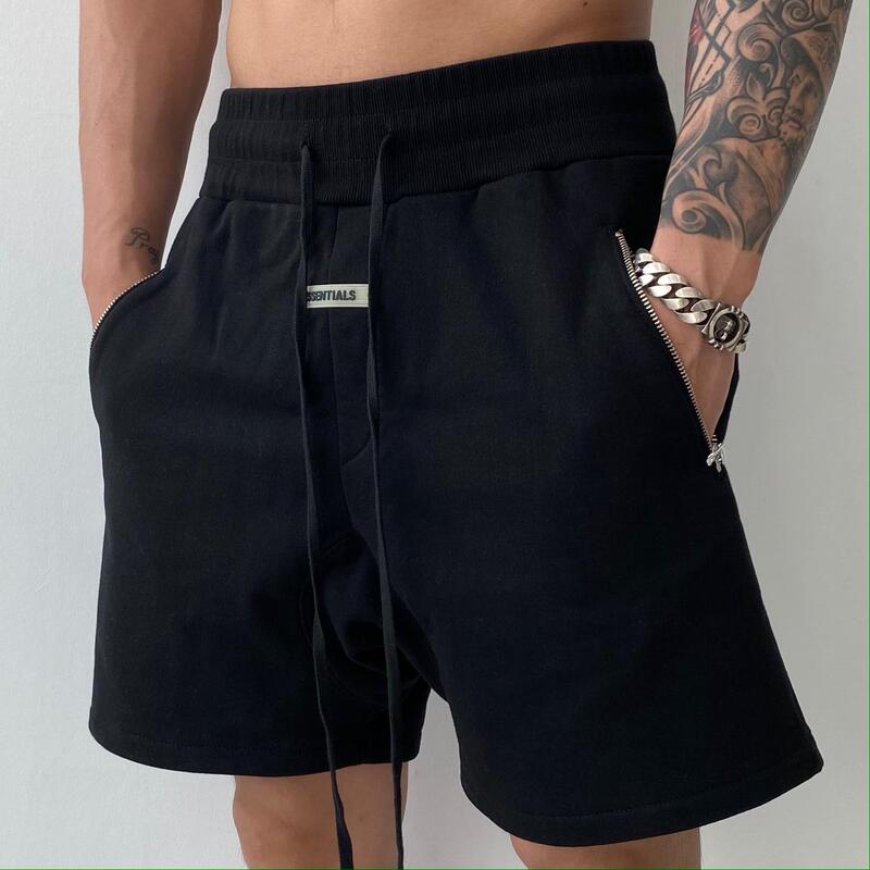 Essentials Multi-Line Korean Style New Sports Fitness Crotchless Shorts for Men, Trendy Loose Zipper Pocket Five-Point Shorts Essentials Multi-Line Korean Style New Sports Fitness Crotchless Shorts for Men, Trendy Loose Zipper Pocket Five-Point Shorts