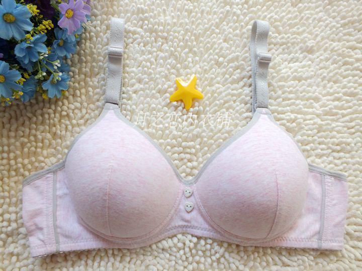 Miễn phí vận chuyển! Đơn giản 100% cotton mịn không vết không có vòng thép mỏng xốp rập khuôn B cup cotton siêu mỏng áo lót học sinh