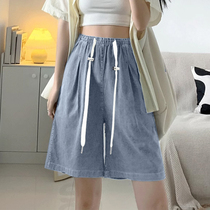 Angel Mommy~Maternity drawstring three-quarter pants summer thin Tencel jeans slim loose wide-leg leggings