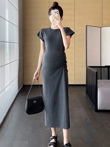 Платье для матери и ребенка для беременных, модная летняя одежда, эластичный приталенный корсет, футболка, длинная юбка