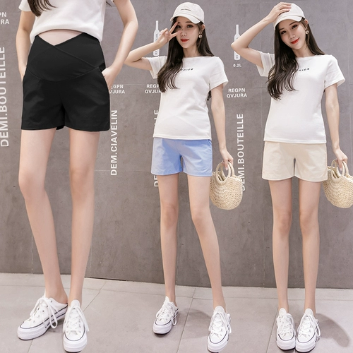 Штаны для матери и ребенка, летняя одежда, тонкие шорты для беременных с поддержкой живота, из хлопка и льна