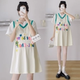 Летнее платье для матери и ребенка для беременных, юбка, комплект для отдыха, короткий рукав, оверсайз, подходит для подростков