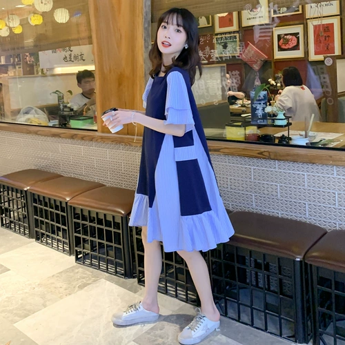 Модная летняя одежда для матери и ребенка для беременных, шифоновая юбка, платье, свободный крой, оверсайз