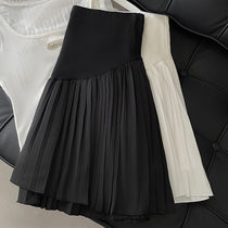 Angel Mommy~Maternity half-length skirt for women summer 2024 new high-waist belly-supporting pleated skirt a-line short skirt