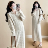 Демисезонное термобелье для матери и ребенка, шерстяное платье, юбка с молнией, трикотажное трикотажное платье, высокий воротник