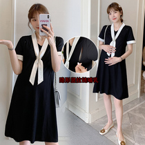 Angel mommy~Nursing clothes for pregnant women summer fashion fashion trendy mom out feeding nursing maternity dress large size