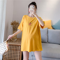 Angel Mommy ~ Gestation Women Dress Summer Clothing Online Red Fashion Pure Cotton Foreign Air Medium Long t-shirt Pregnant Woman Blouse Tide