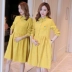 Trang phục bà bầu mùa thu đông 2018 mới thời trang áo trễ vai thêu cao eo cho bà bầu Váy bà bầu eo cao đầm bầu mami Áo thai sản