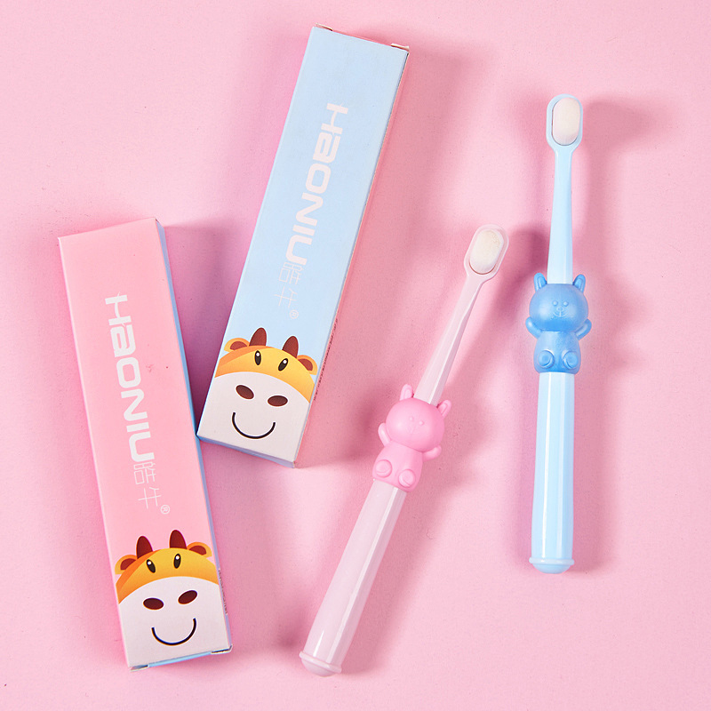 Cartoon Cute ten thousand soft and fine hair Children toothbrush 0-3-6-12 years old Soft hair Dairy infant with small head washing toothbrush