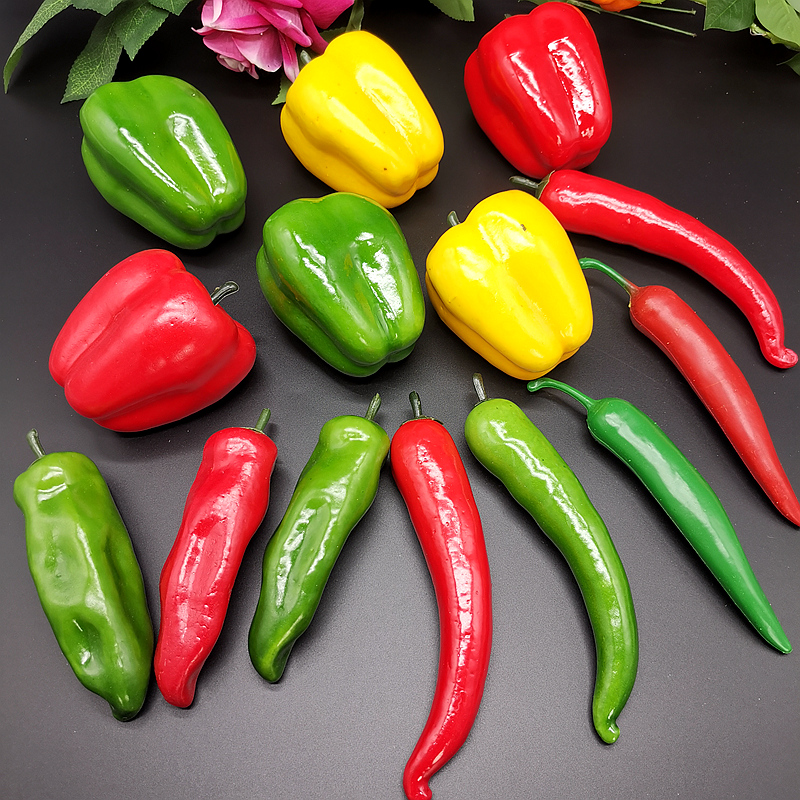 Simulation red pepper color pepper vegetable model bell pepper plastic pepper set farmhouse decoration photography props