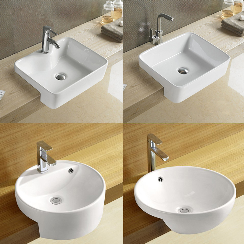Semi-hanging washbasin Semi-table basin Semi-embedded washbasin basin Ceramic round Semi-hanging powder room Taichung basin