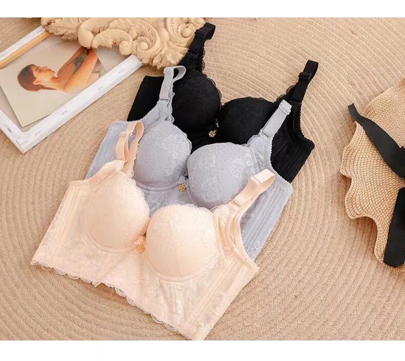 Five-breasted cloud-feeling cotton underwear women's small breasts gather adjustable soft steel rings to close the breasts and prevent sagging