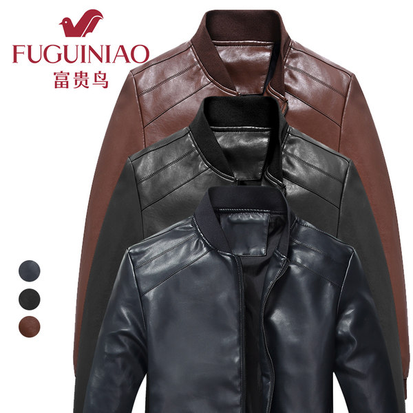 富贵鸟  仿皮 男式休闲夹克外套 优惠券折后￥128包邮（￥158-30）多色可选
